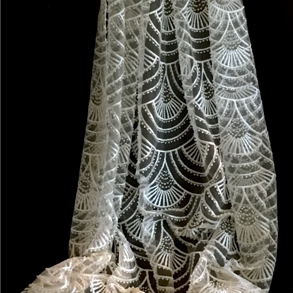 Elegant White Lace Scarf